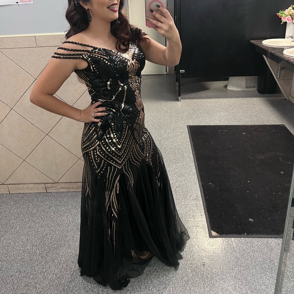 Black and gold dress